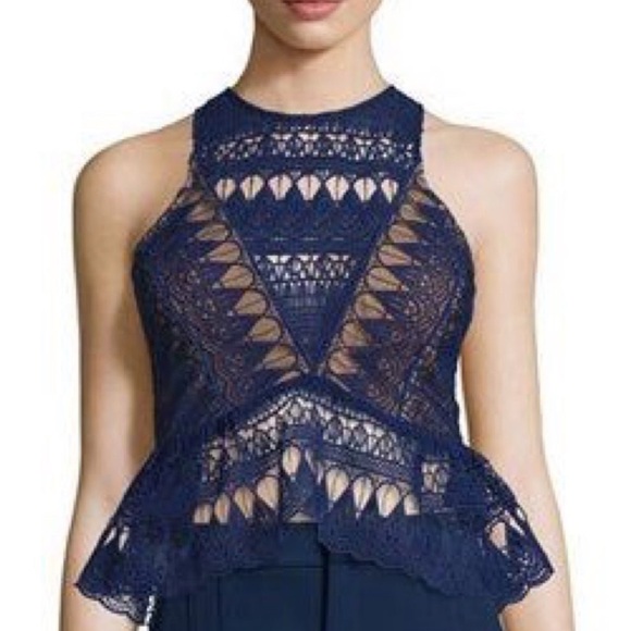 Self Portrait Lace Peplum Top in Teardrop Lace - Picture 1 of 12